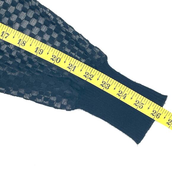 Marled Women's Turtleneck Blouse, Long Sheer Swiss Dot Lace Sleeves, Black Sz. L - Picture 8 of 10